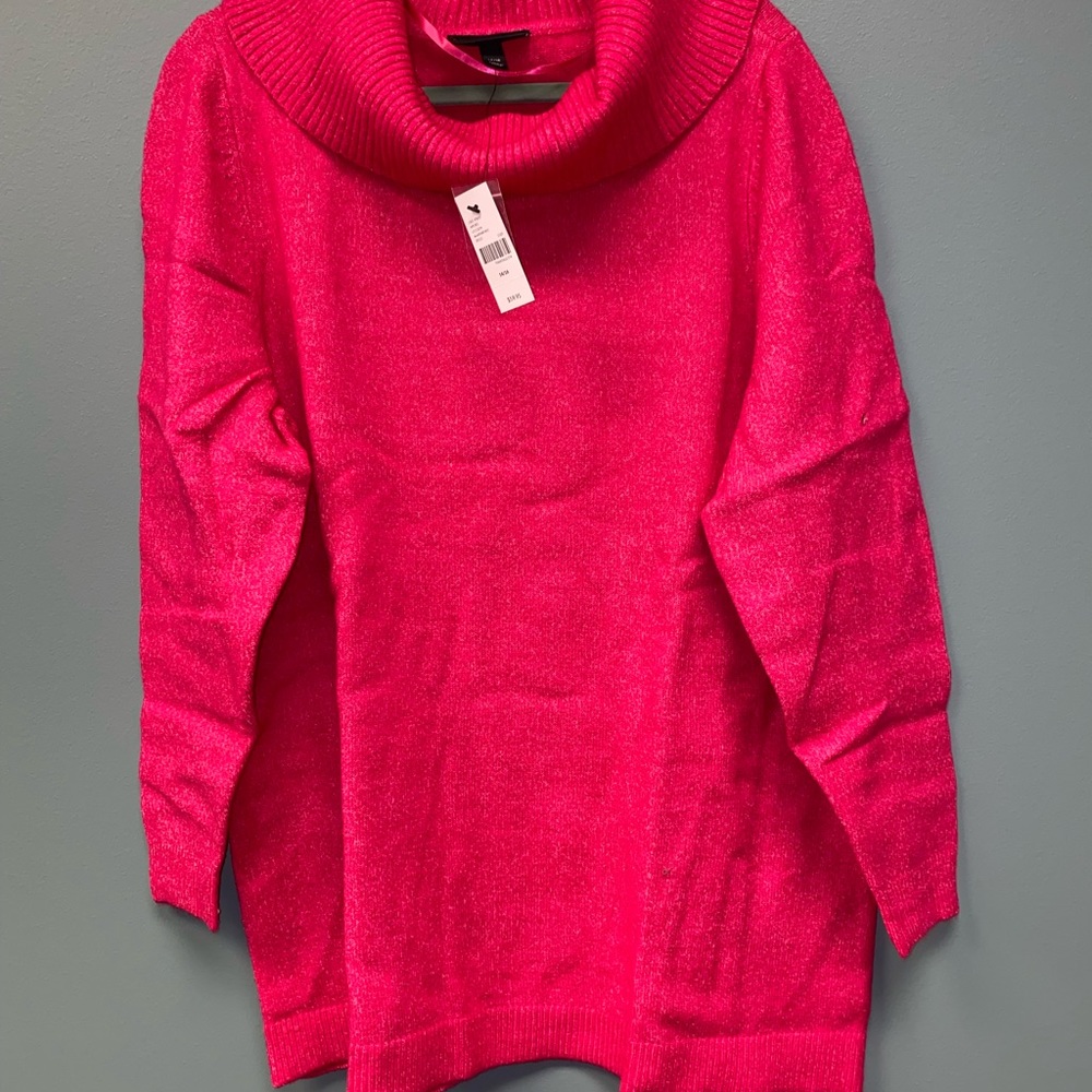 NWT Lane Bryant Pink Sweater Women Acrylic Long Sleeve Cowl Neck Plus Size 14/16